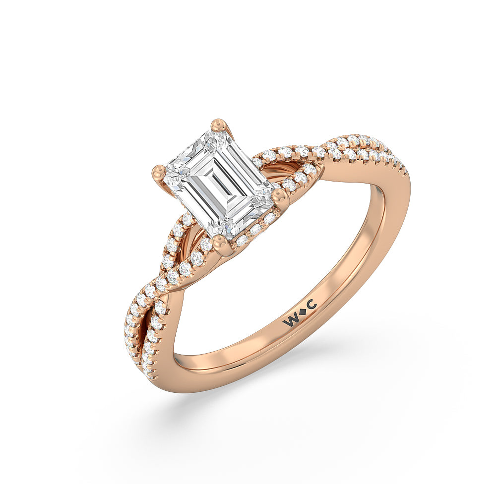 Hidden Accent Rings Twist Hidden Accent 2 1/3 CTTW Round Cut Lab Grown Diamond Engagement ...