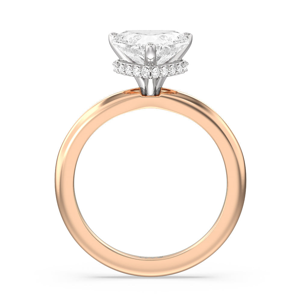 Heart Cut Modern Fine Line Hidden Halo Engagement Ring with Lab Grown Diamond in 14KT White & Rose Gold view 2
