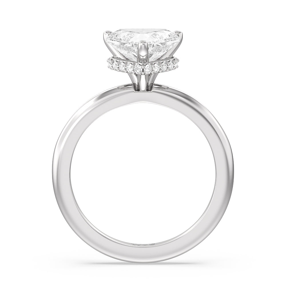 Petite Modern Fine Line Hidden Halo Engagement Ring with Heart Cut Diamond in 14KT Platinum view 2
