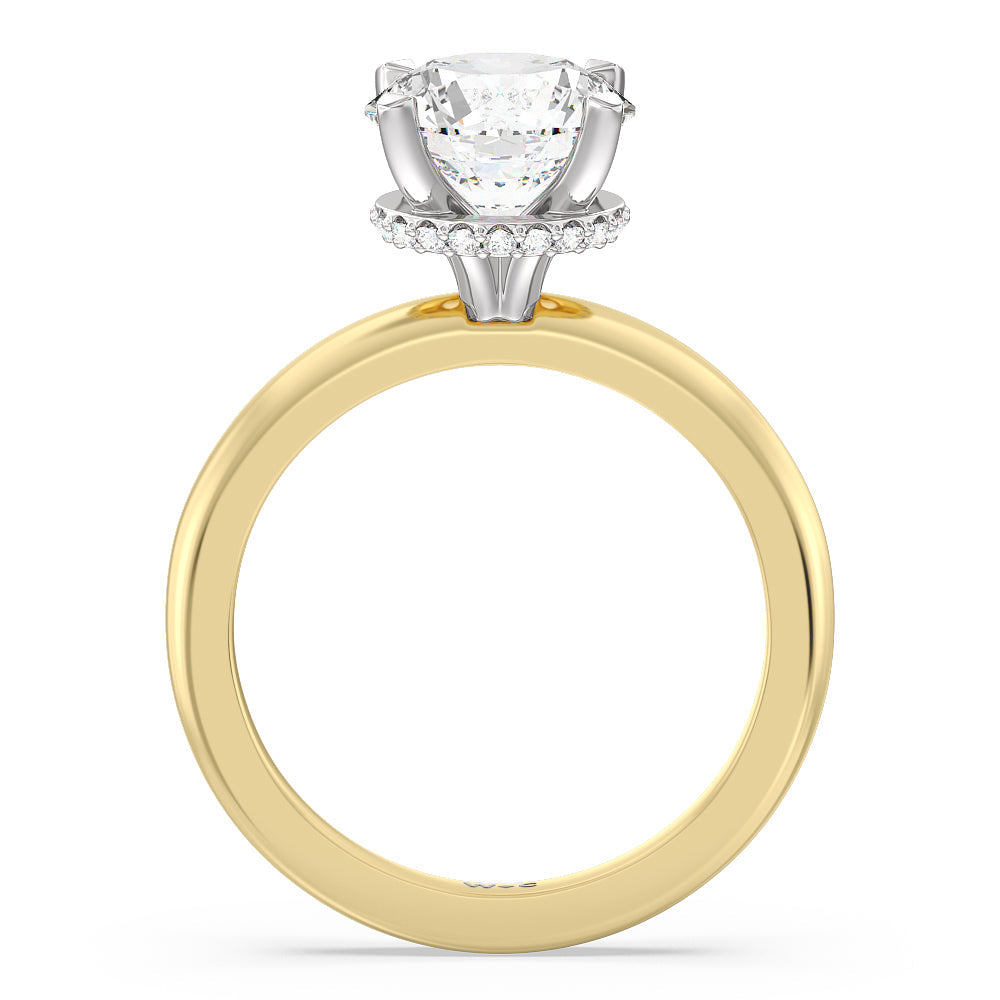 Round Cut Modern Fine Line Hidden Halo Engagement Ring with Lab Grown Diamond in 14KT White & Yellow Gold view 2
