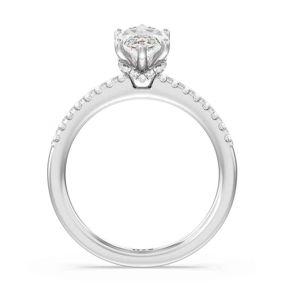 Arc Hidden Halo Engagement Ring with Marquise Cut Diamond in 14KT Platinum view 2
