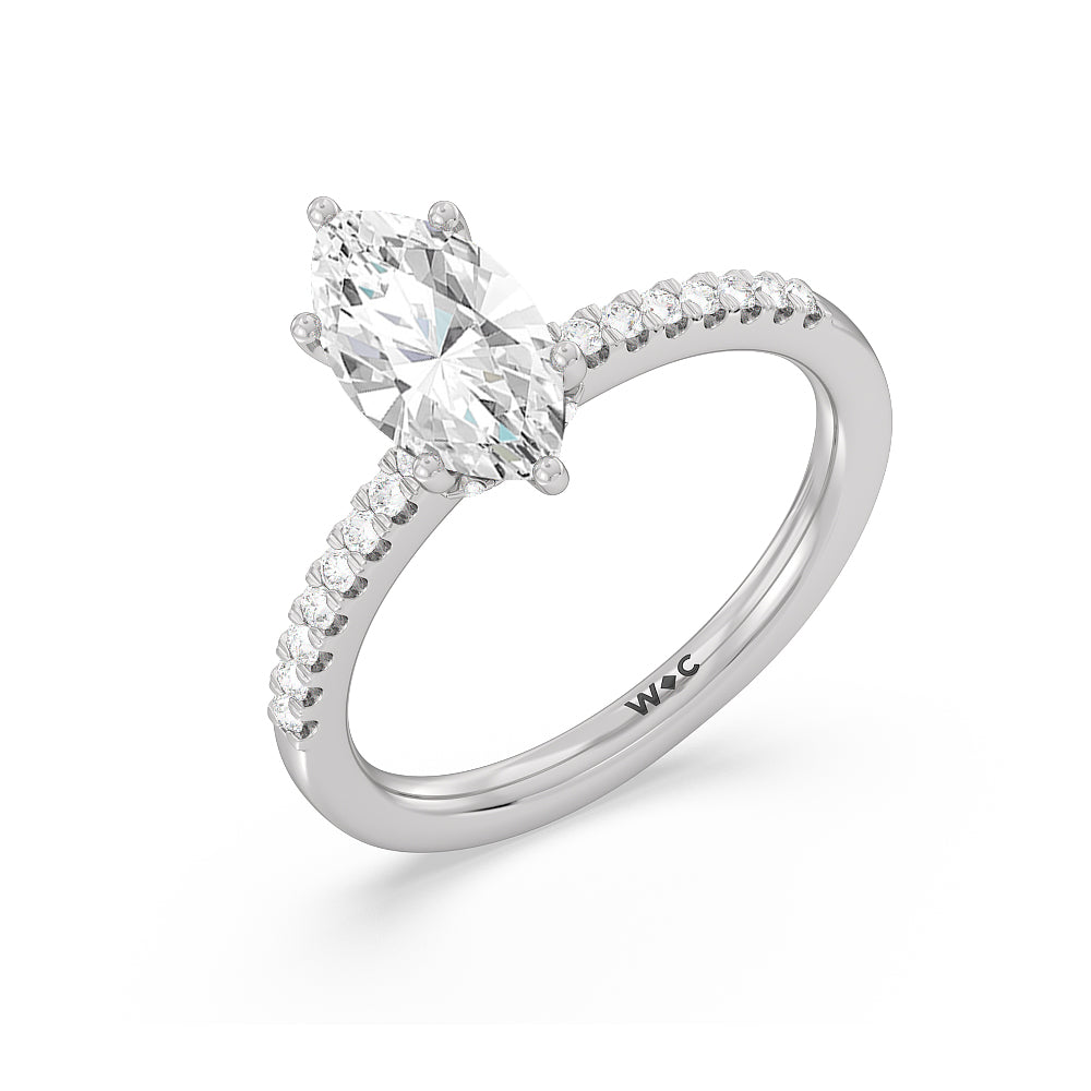 Arc Hidden Halo Engagement Ring with Marquise Cut Diamond in 14KT Platinum view 3
