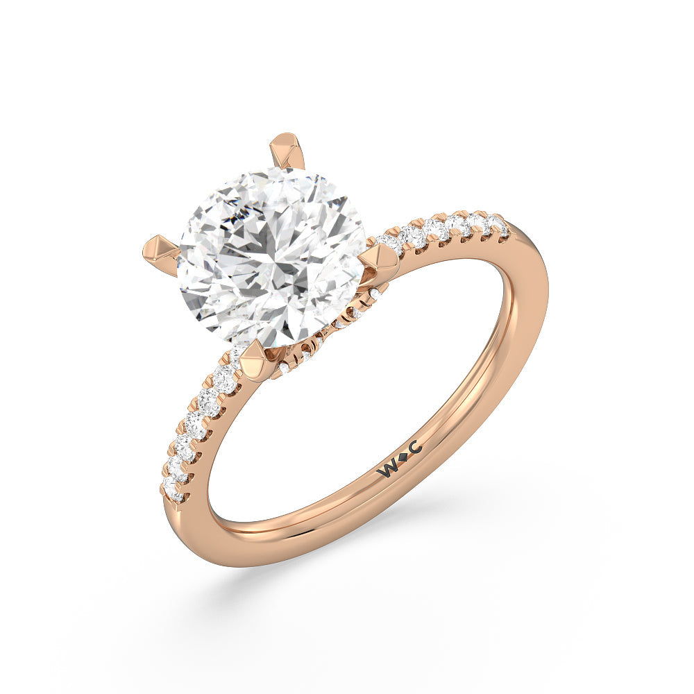 Arc Hidden Halo Engagement Ring with Round Cut Diamond in 14KT Rose Gold view 3
