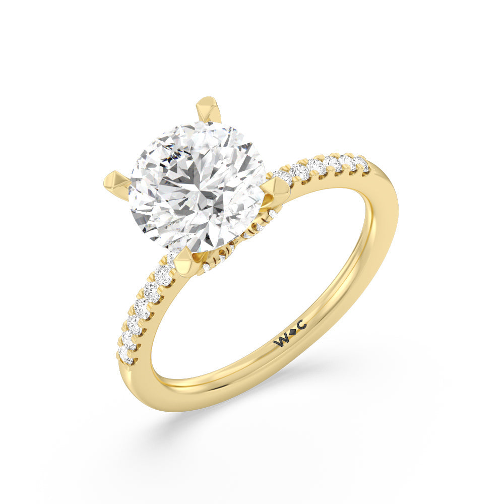 Arc Hidden Halo Engagement Ring with Round Cut Diamond in 14KT Yellow Gold view 3
