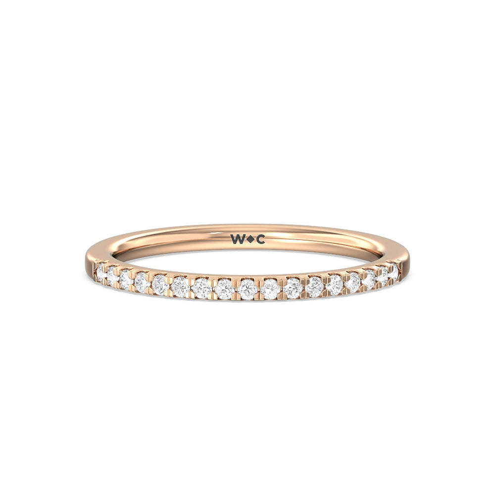 Arc Hidden Halo Diamond Wedding Band with 18KT Rose Gold Cut Diamond in 14KT Rose Gold view 1

