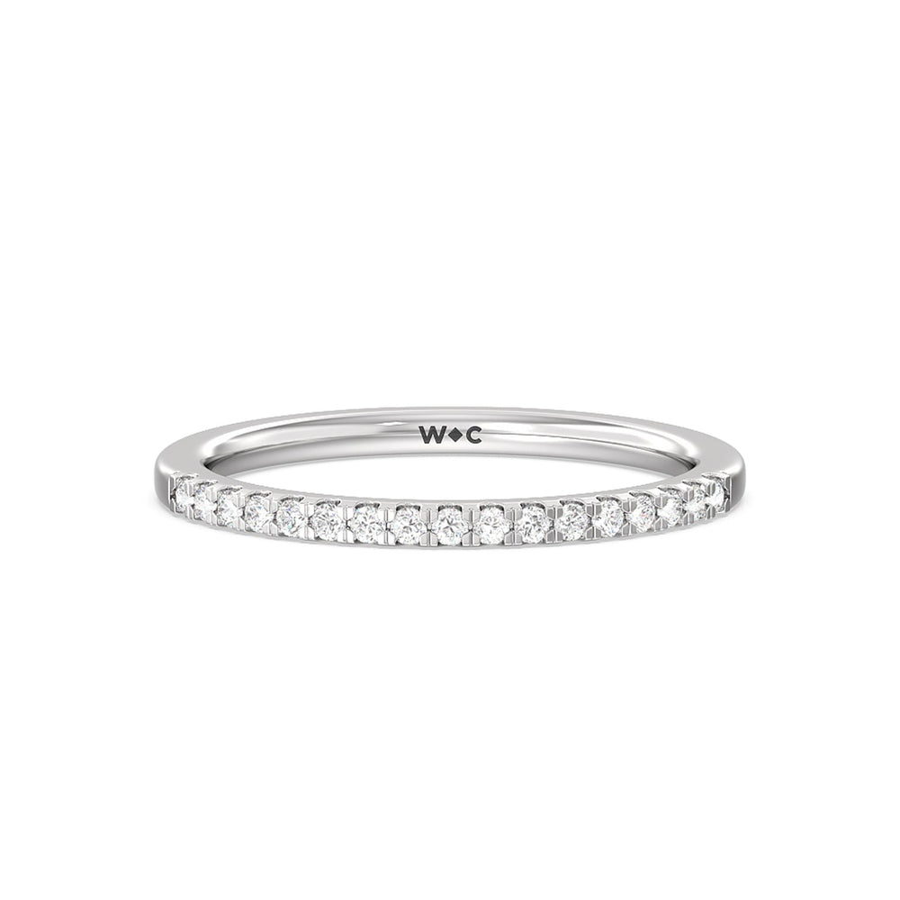 Arc Hidden Halo Diamond Wedding Band with 18KT White Gold Cut Diamond in 14KT White Gold view 1

