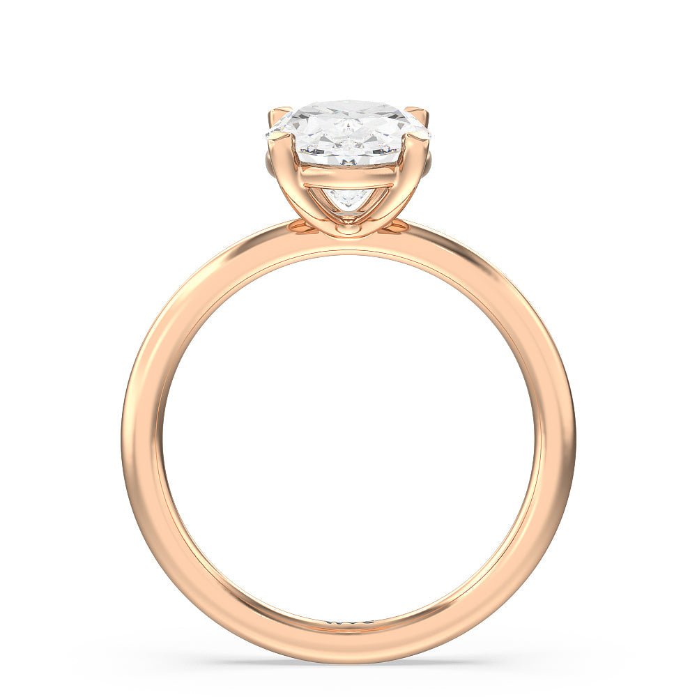 Oval Cut Classic Four Prong Petite Comfort Fit Solitaire Engagement Ring with Lab Grown Diamond in 14KT Rose Gold view 2
