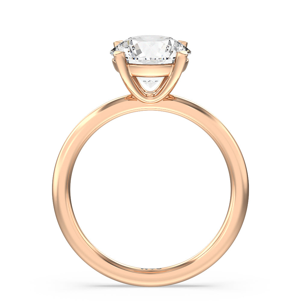 Round Cut Classic Four Prong Petite Comfort Fit Solitaire Engagement Ring with Lab Grown Diamond in 14KT Rose Gold view 2
