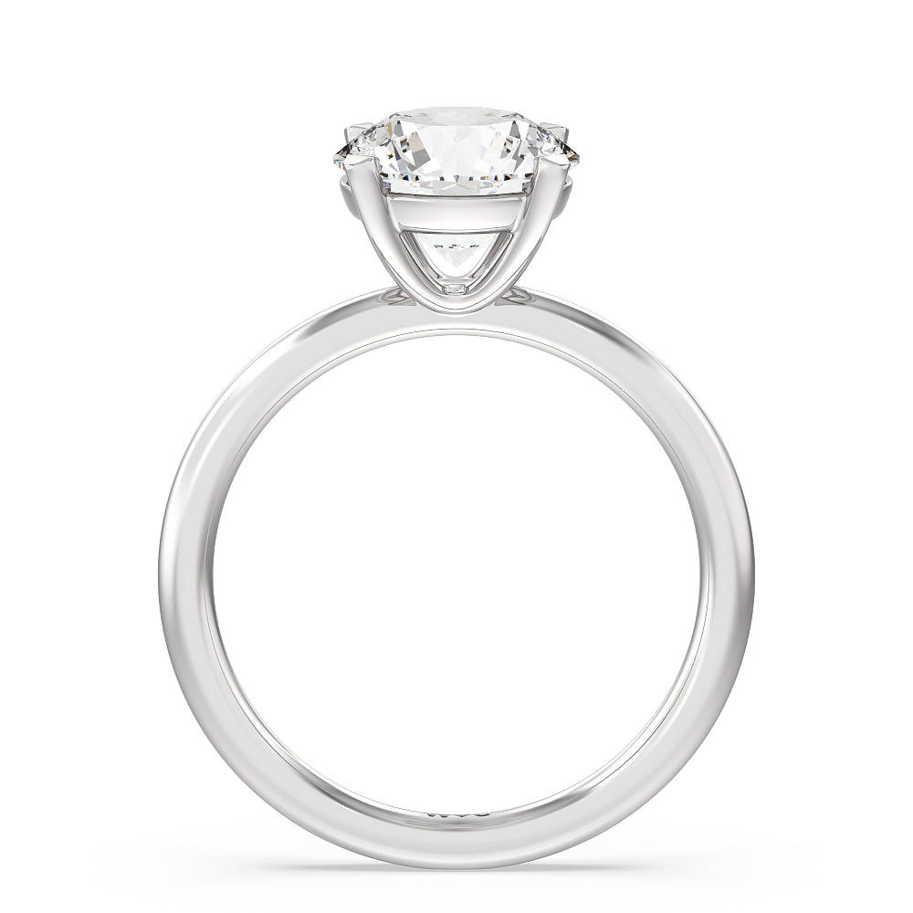 Round Cut Classic Four Prong Petite Comfort Fit Solitaire Engagement Ring with Lab Grown Diamond in 14KT Platinum view 2
