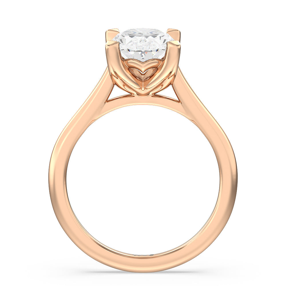 Oval Cut Tulip Basket Cathedral Classic Solitaire Engagement Ring with Lab Grown Diamond in 14KT Rose Gold view 2

