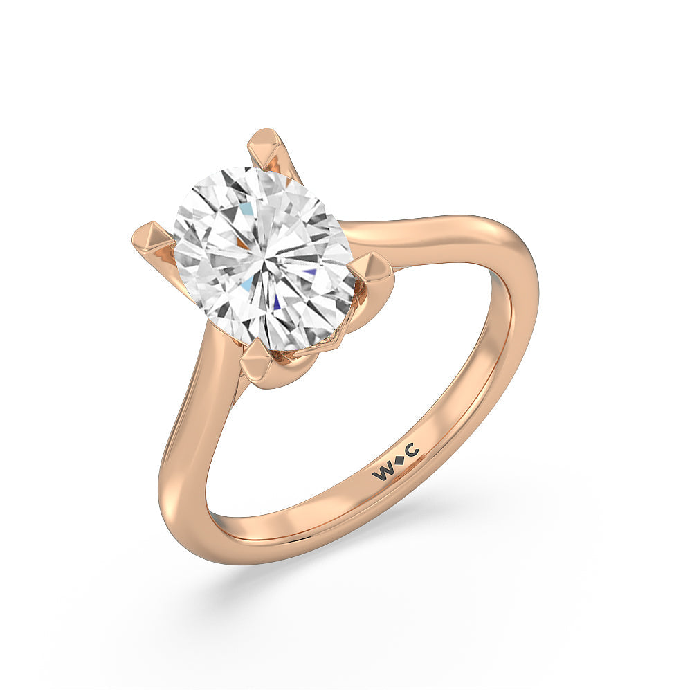 Oval Cut Tulip Basket Cathedral Classic Solitaire Engagement Ring with Lab Grown Diamond in 14KT Rose Gold view 3
