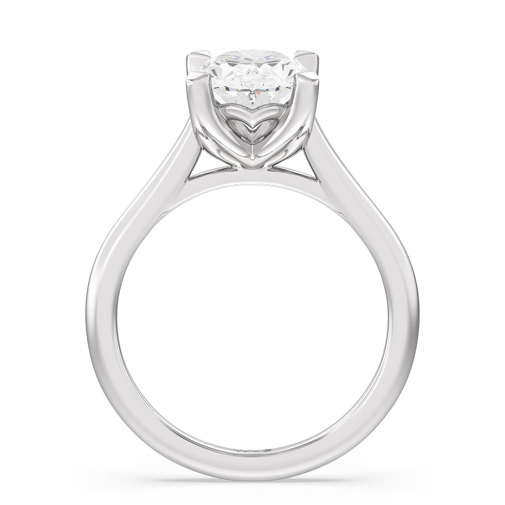 Oval Cut Tulip Basket Cathedral Classic Solitaire Engagement Ring with Lab Grown Diamond in 14KT Platinum view 2
