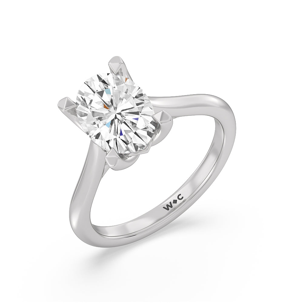 Oval Cut Tulip Basket Cathedral Classic Solitaire Engagement Ring with Lab Grown Diamond in 14KT Platinum view 3
