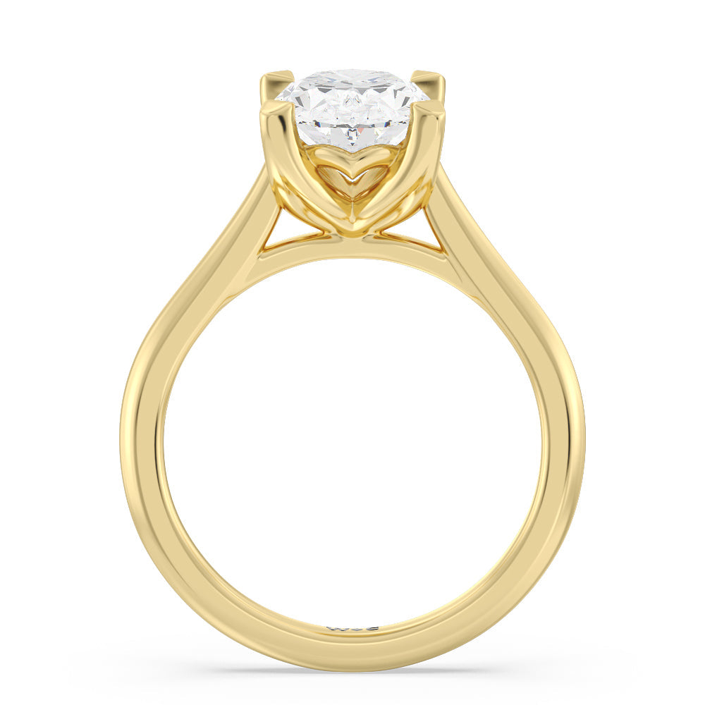 Oval Cut Tulip Basket Cathedral Classic Solitaire Engagement Ring with Lab Grown Diamond in 14KT Yellow Gold view 2
