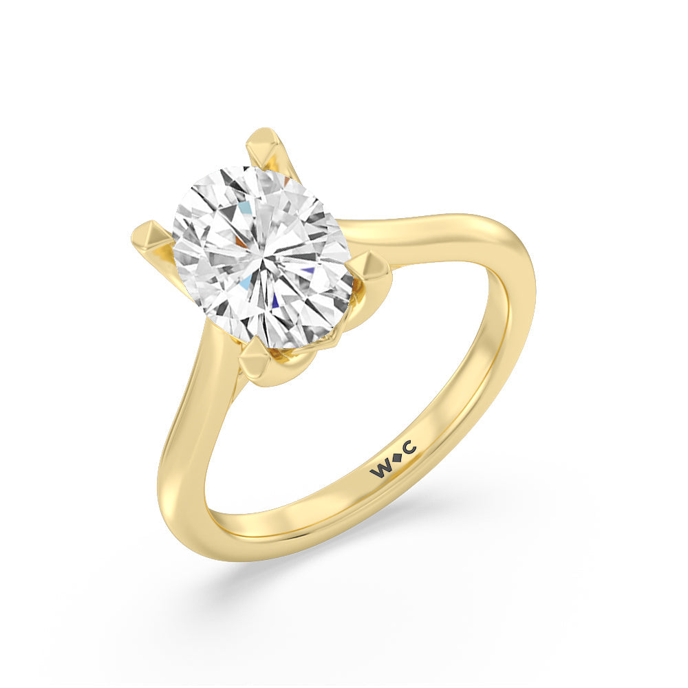 Oval Cut Tulip Basket Cathedral Classic Solitaire Engagement Ring with Lab Grown Diamond in 14KT Yellow Gold view 3
