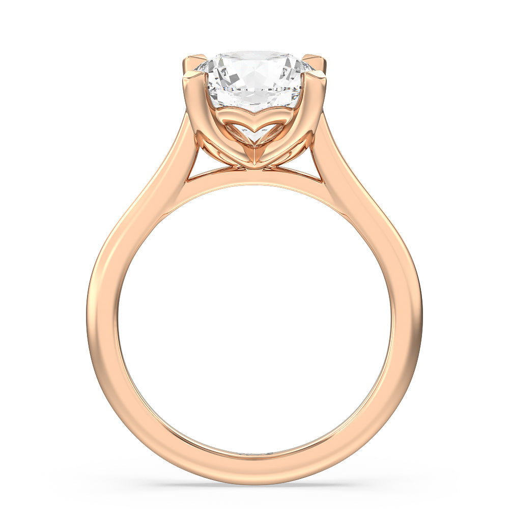 Round Cut Tulip Basket Cathedral Classic Solitaire Engagement Ring with Lab Grown Diamond in 14KT Rose Gold view 2
