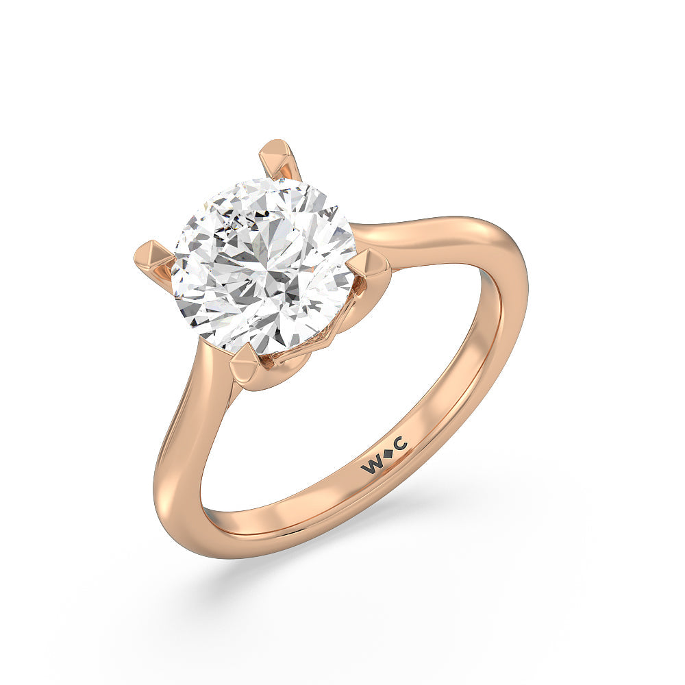 Round Cut Tulip Basket Cathedral Classic Solitaire Engagement Ring with Lab Grown Diamond in 14KT Rose Gold view 3
