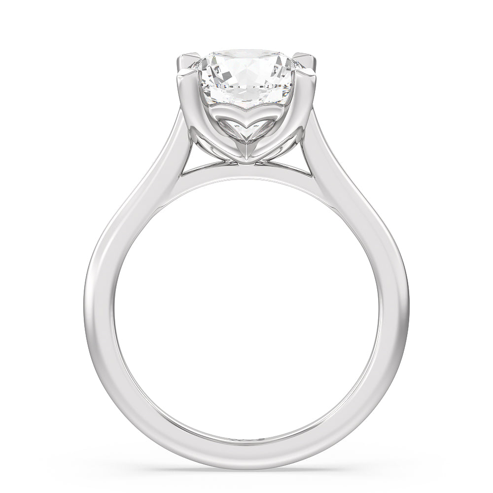 Round Cut Tulip Basket Cathedral Classic Solitaire Engagement Ring with Lab Grown Diamond in 14KT Platinum view 2
