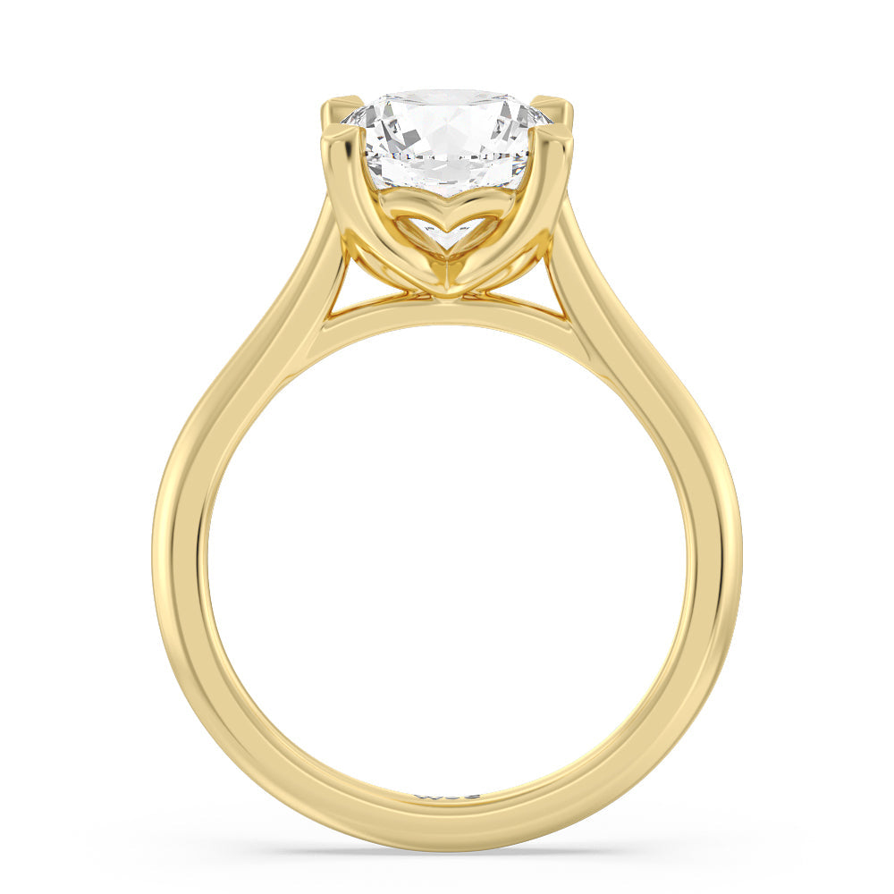 Round Cut Tulip Basket Cathedral Classic Solitaire Engagement Ring with Lab Grown Diamond in 14KT Yellow Gold view 2
