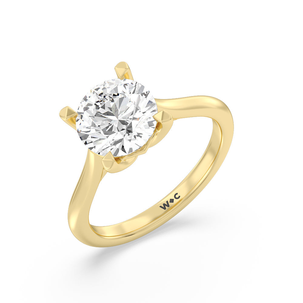 Round Cut Tulip Basket Cathedral Classic Solitaire Engagement Ring with Lab Grown Diamond in 14KT Yellow Gold view 3
