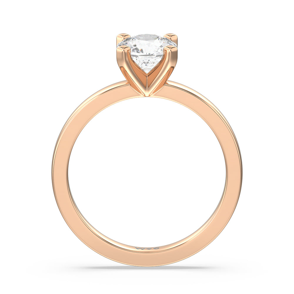 Medi Solitaire Diamond Engagement Ring with Cushion Cut Diamond in 14KT Rose Gold view 2
