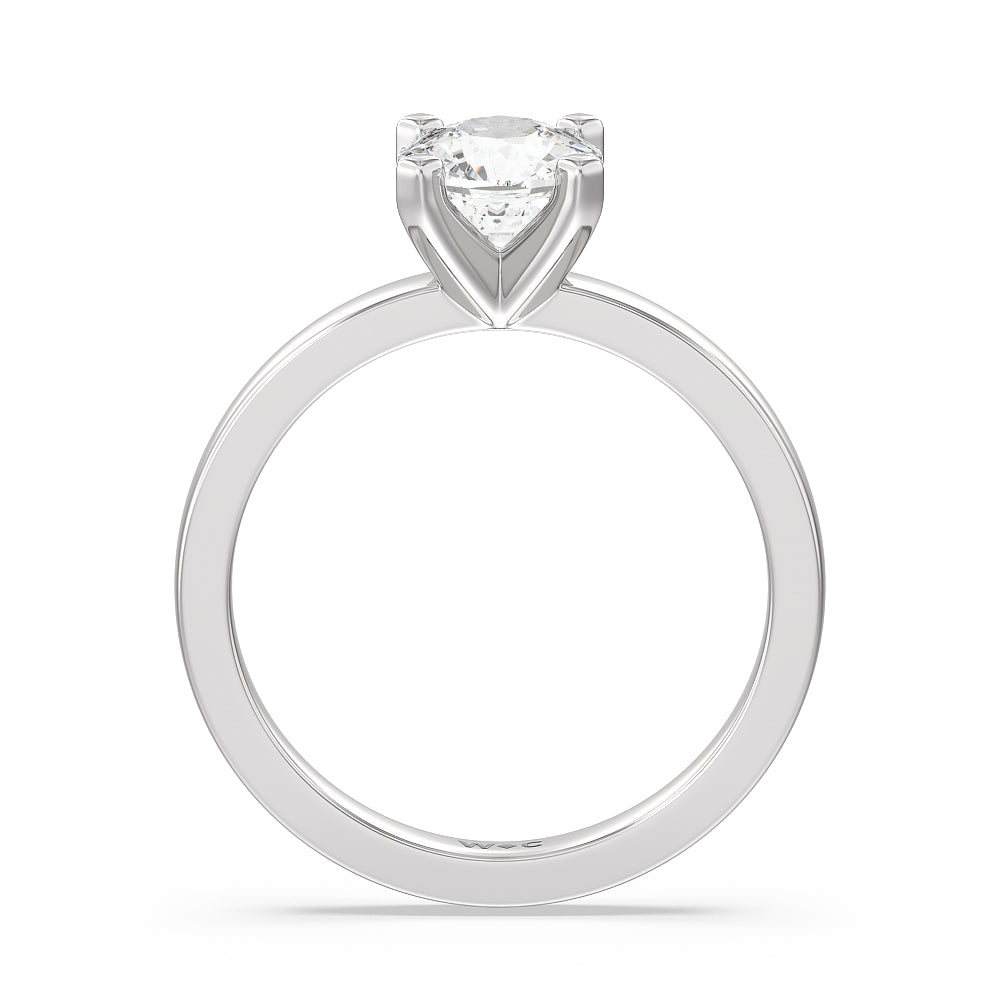 Medi Solitaire Diamond Engagement Ring with Cushion Cut Diamond in 14KT Platinum view 2
