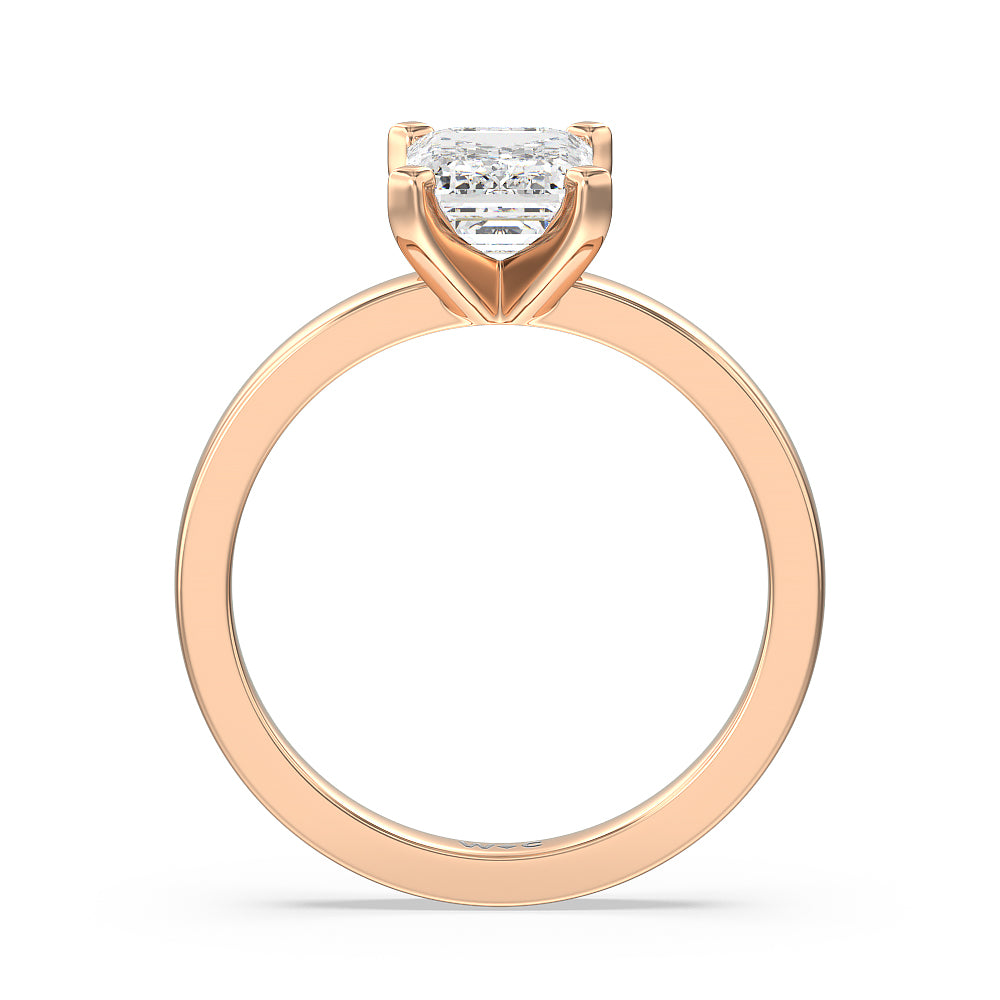 Medi Solitaire Diamond Engagement Ring with Emerald Cut Diamond in 14KT Rose Gold view 2
