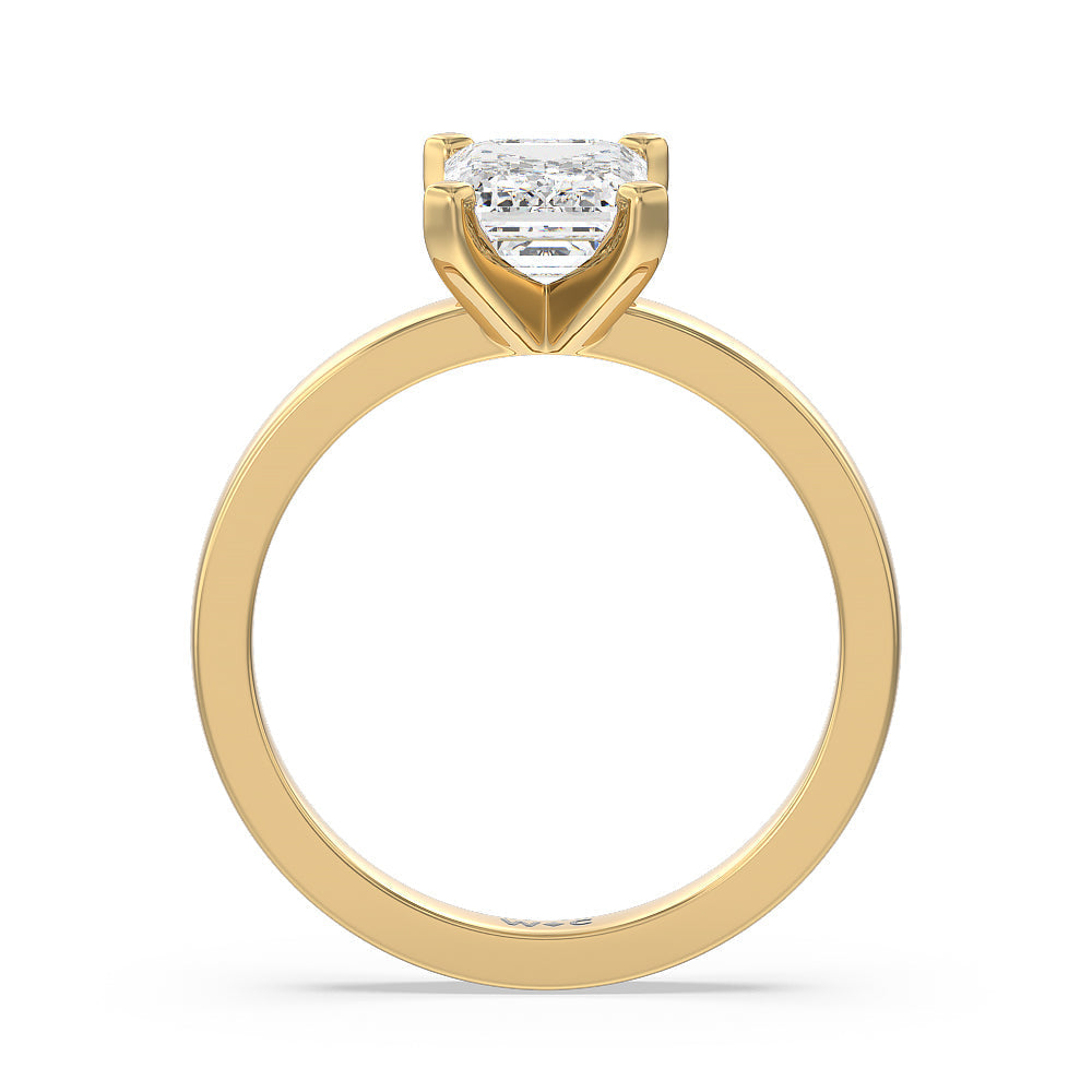 Medi Solitaire Diamond Engagement Ring with Emerald Cut Diamond in 14KT Yellow Gold view 2
