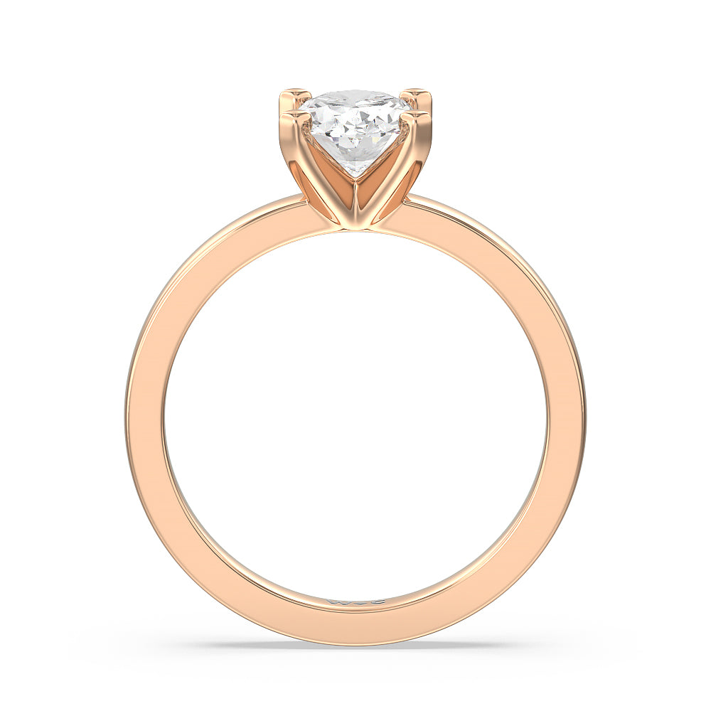 Medi Solitaire Diamond Engagement Ring with Oval Cut Diamond in 14KT Rose Gold view 2
