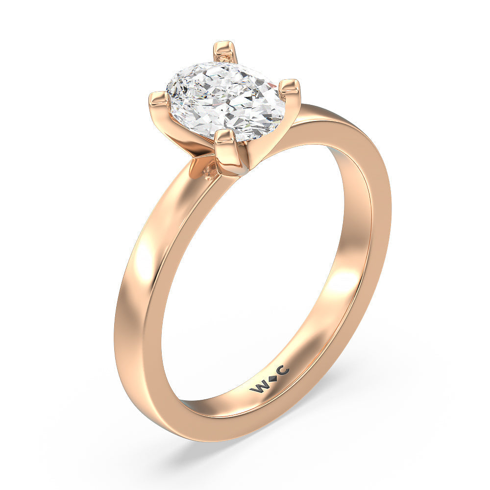 Medi Solitaire Diamond Engagement Ring with Oval Cut Diamond in 14KT Rose Gold view 3
