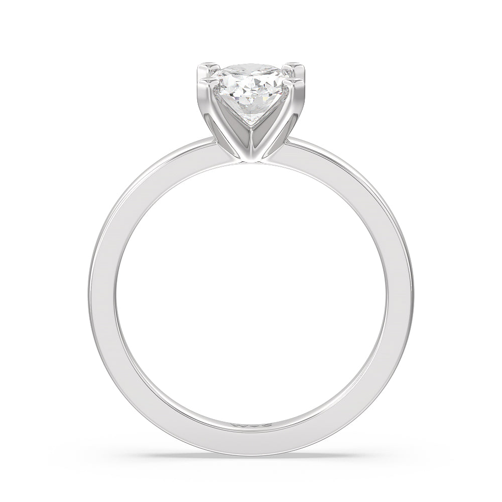 Medi Solitaire Diamond Engagement Ring with Oval Cut Diamond in 14KT Platinum view 2
