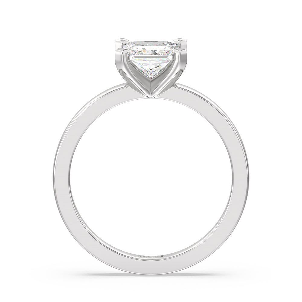 Medi Solitaire Diamond Engagement Ring with Princess Cut Diamond in 14KT Platinum view 2
