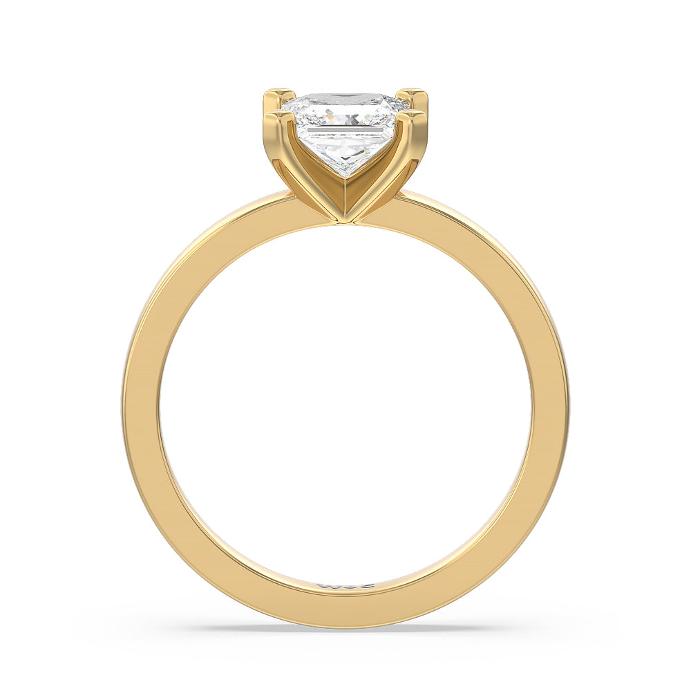 Medi Solitaire Diamond Engagement Ring with Princess Cut Diamond in 14KT Yellow Gold view 2
