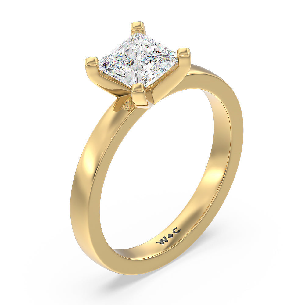Medi Solitaire Diamond Engagement Ring with Princess Cut Diamond in 14KT Yellow Gold view 3
