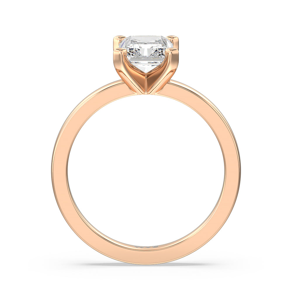 Medi Solitaire Diamond Engagement Ring with Radiant Cut Diamond in 14KT Rose Gold view 2
