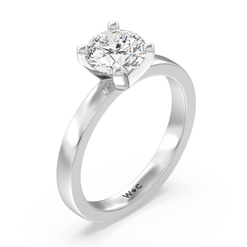 Medi Solitaire Diamond Engagement Ring with Round Cut Diamond in 14KT Platinum view 3
