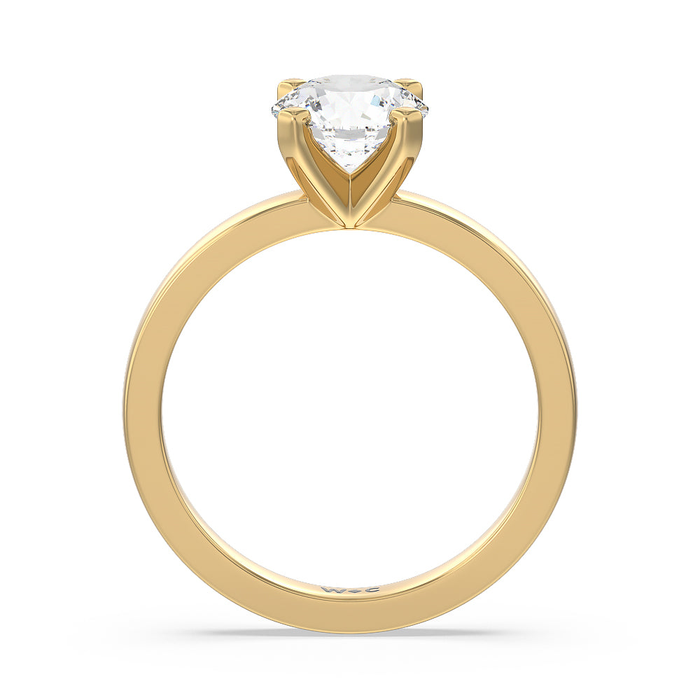 Medi Solitaire Diamond Engagement Ring with Round Cut Diamond in 14KT Yellow Gold view 2

