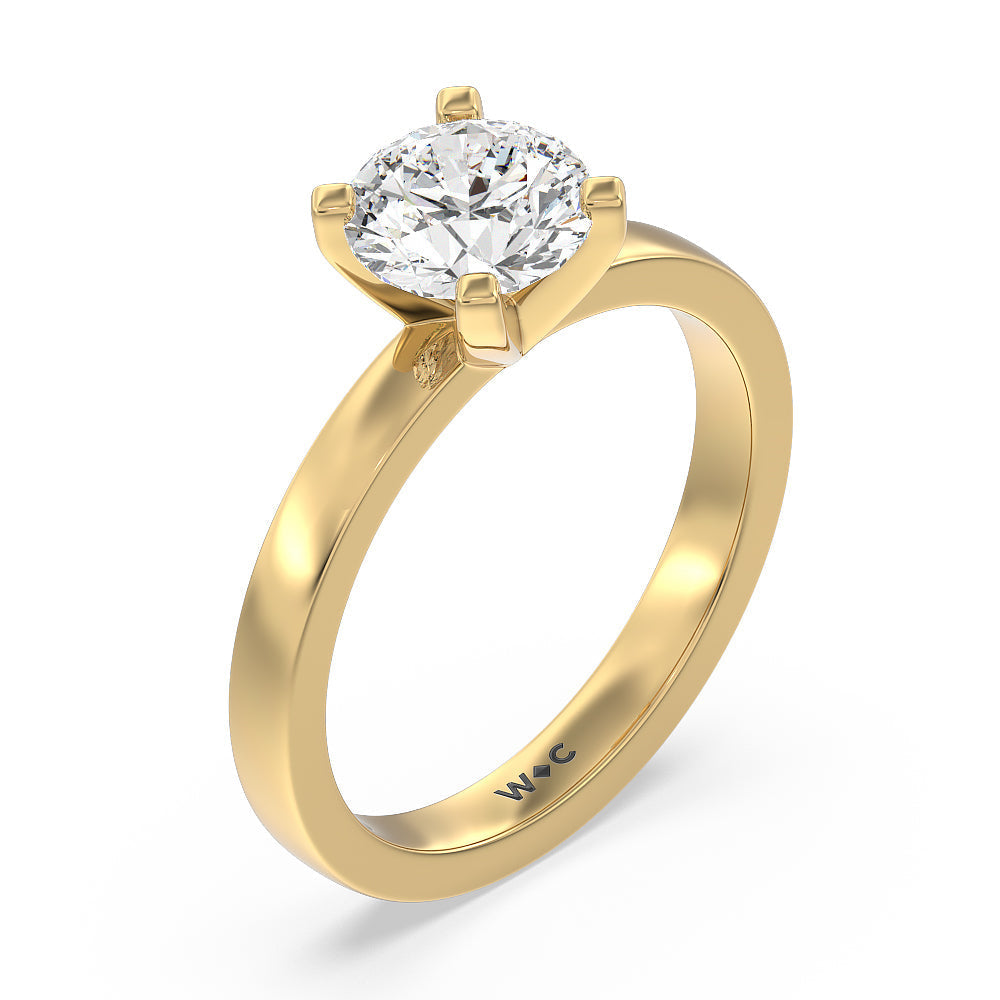 Medi Solitaire Diamond Engagement Ring with Round Cut Diamond in 14KT Yellow Gold view 3
