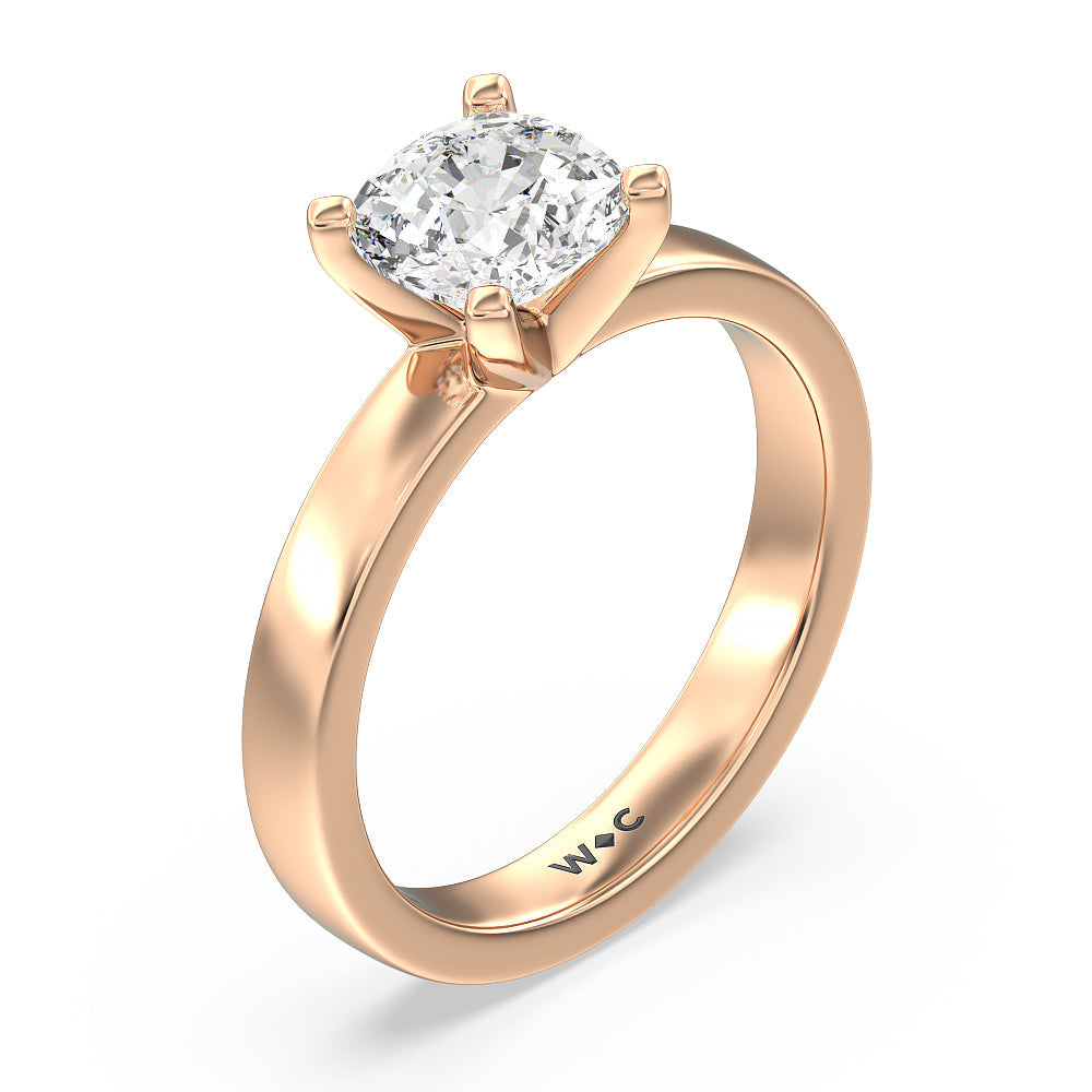 Maxi Solitaire Diamond Engagement Ring with Cushion Cut Diamond in 14KT Rose Gold view 3
