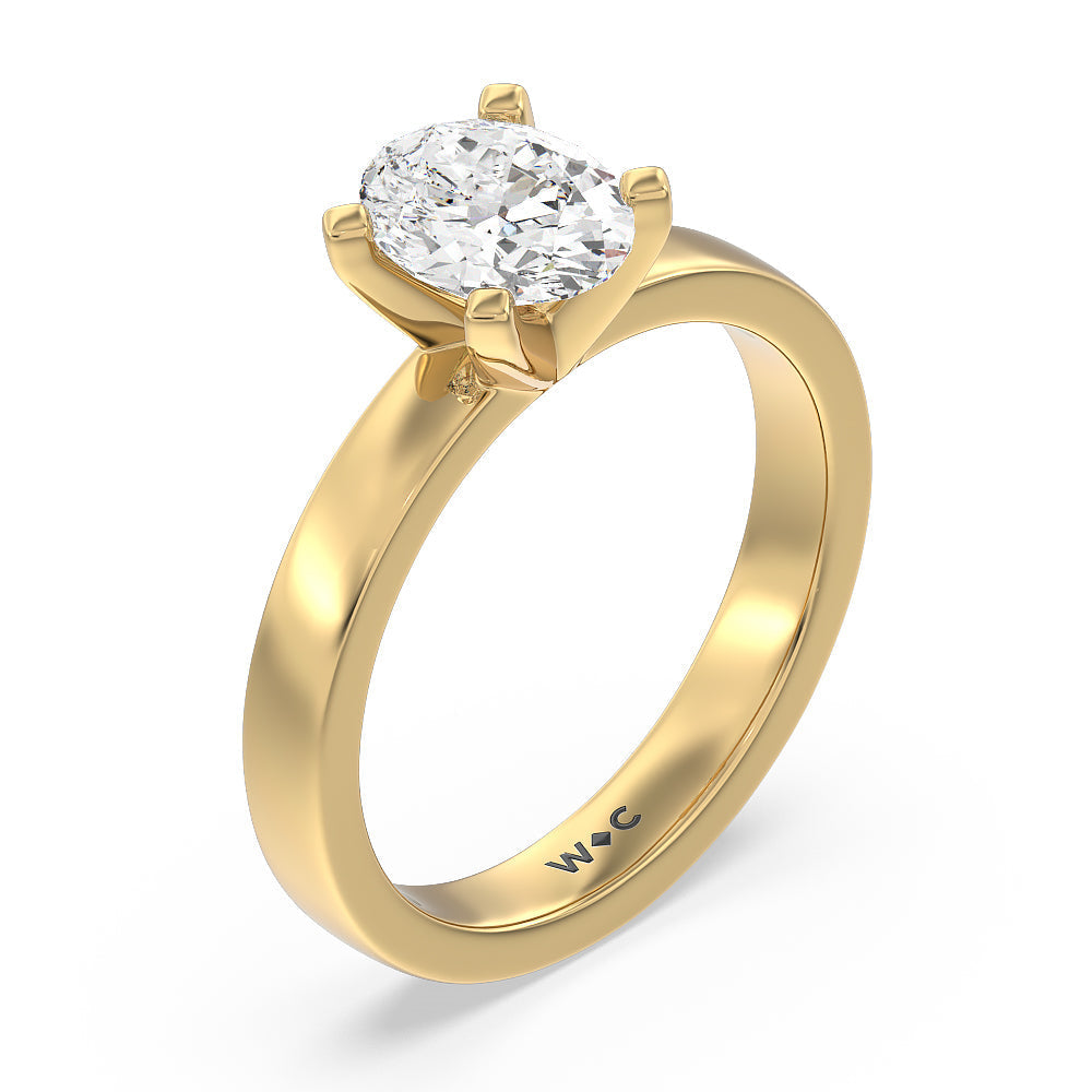 Maxi Solitaire Diamond Engagement Ring with Oval Cut Diamond in 14KT Yellow Gold view 3
