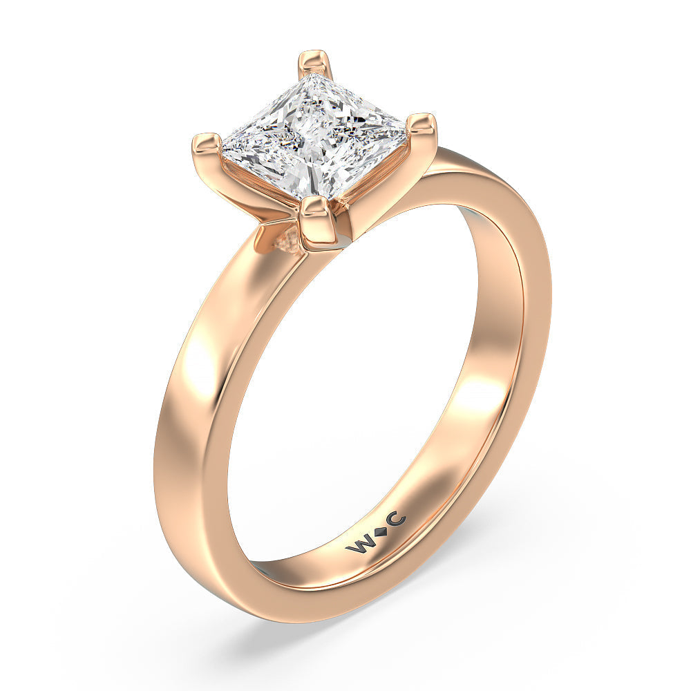 Maxi Solitaire Diamond Engagement Ring with Princess Cut Diamond in 14KT Rose Gold view 3
