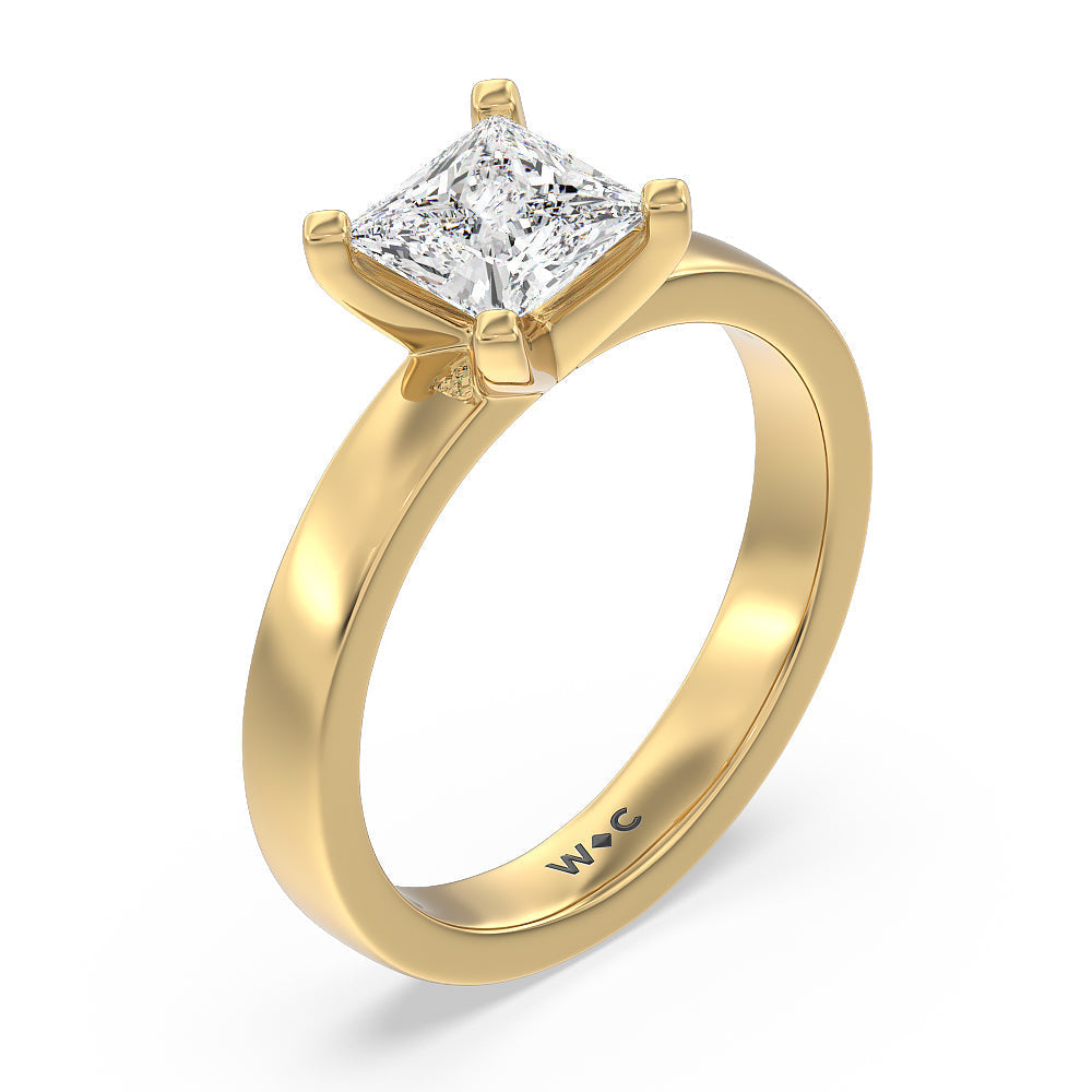 Maxi Solitaire Diamond Engagement Ring with Princess Cut Diamond in 14KT Yellow Gold view 3
