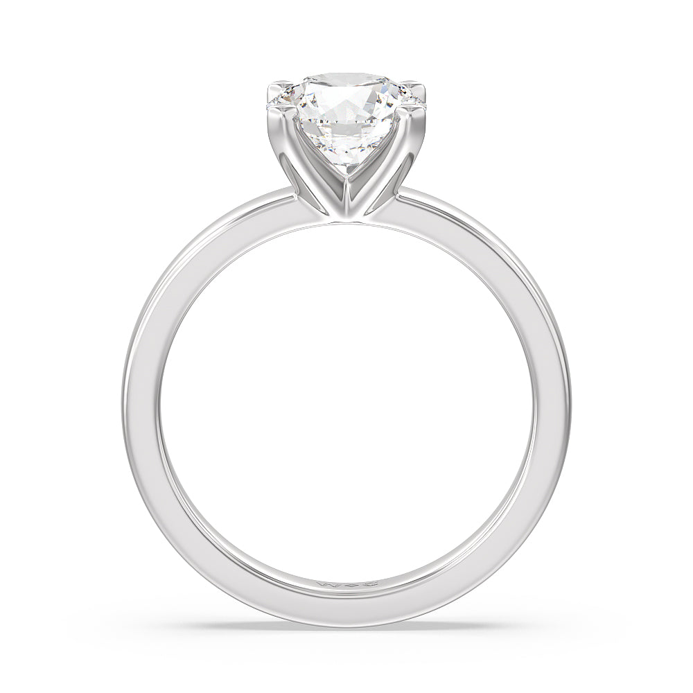 Maxi Solitaire Diamond Engagement Ring with Round Cut Diamond in 14KT Platinum view 2
