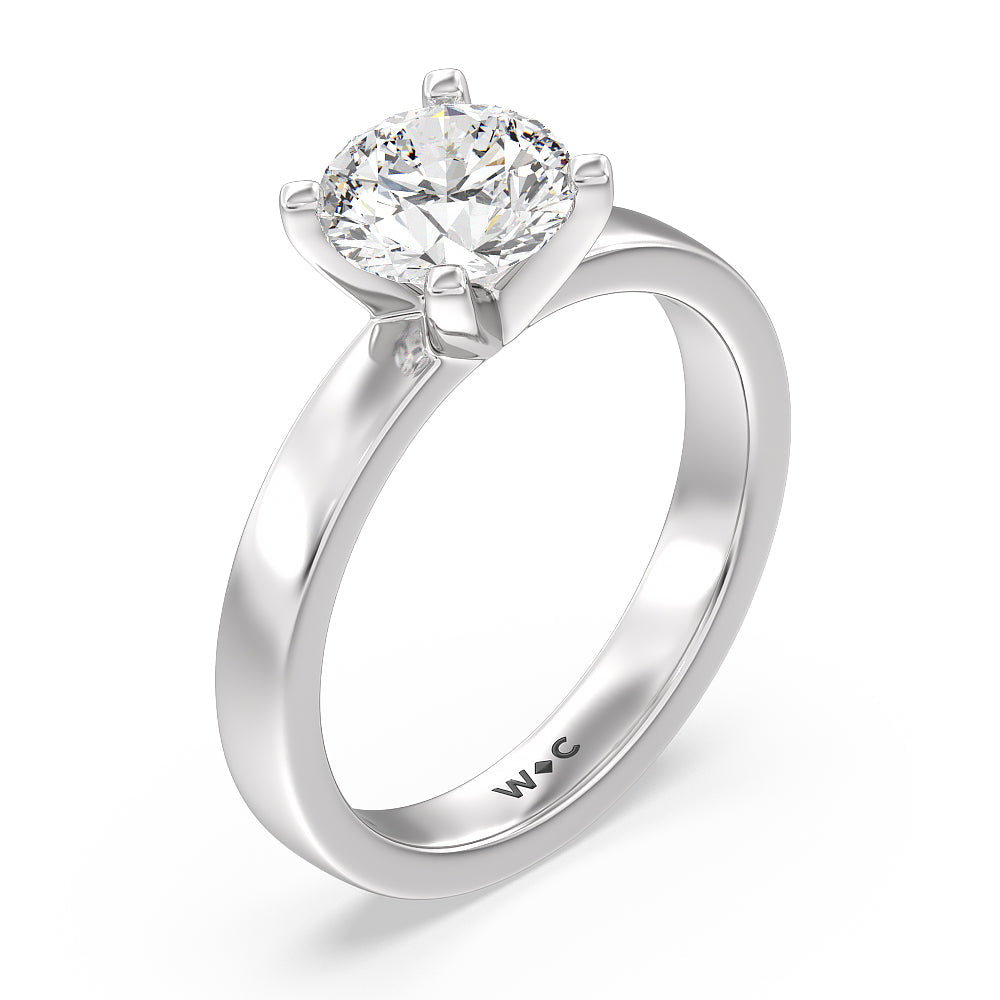 Maxi Solitaire Diamond Engagement Ring with Round Cut Diamond in 14KT Platinum view 3

