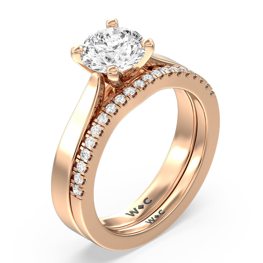 Maxi Sleek Cathedral Solitaire Engagement Ring with Oval Cut Diamond in 14KT Rose Gold view 6
