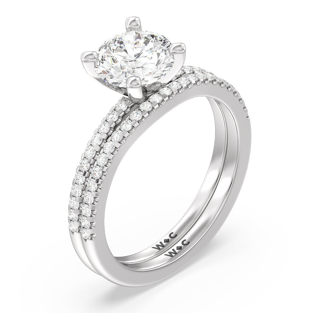 Vela Traditional Pave Diamond Engagement Ring with Marquise Cut Diamond in 14KT Platinum view 4
