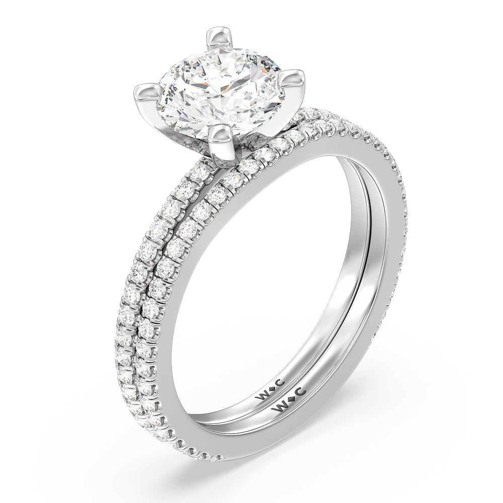Ara Traditional Pave Diamond Engagement Ring with Oval Cut Diamond in 14KT Platinum view 4

