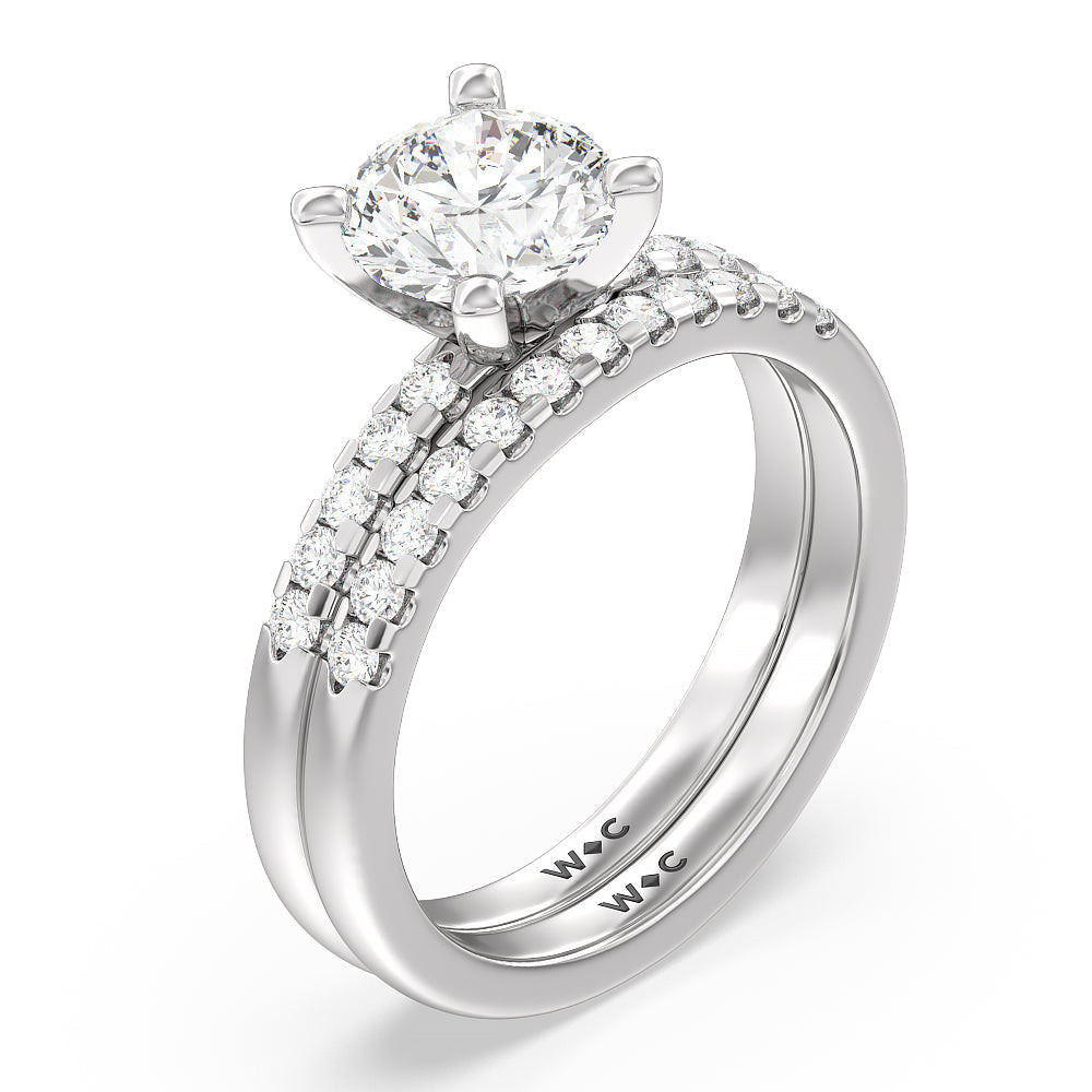 Lyra Medi Traditional Pave Diamond Engagement Ring with Princess Cut Diamond in 14KT Platinum view 4

