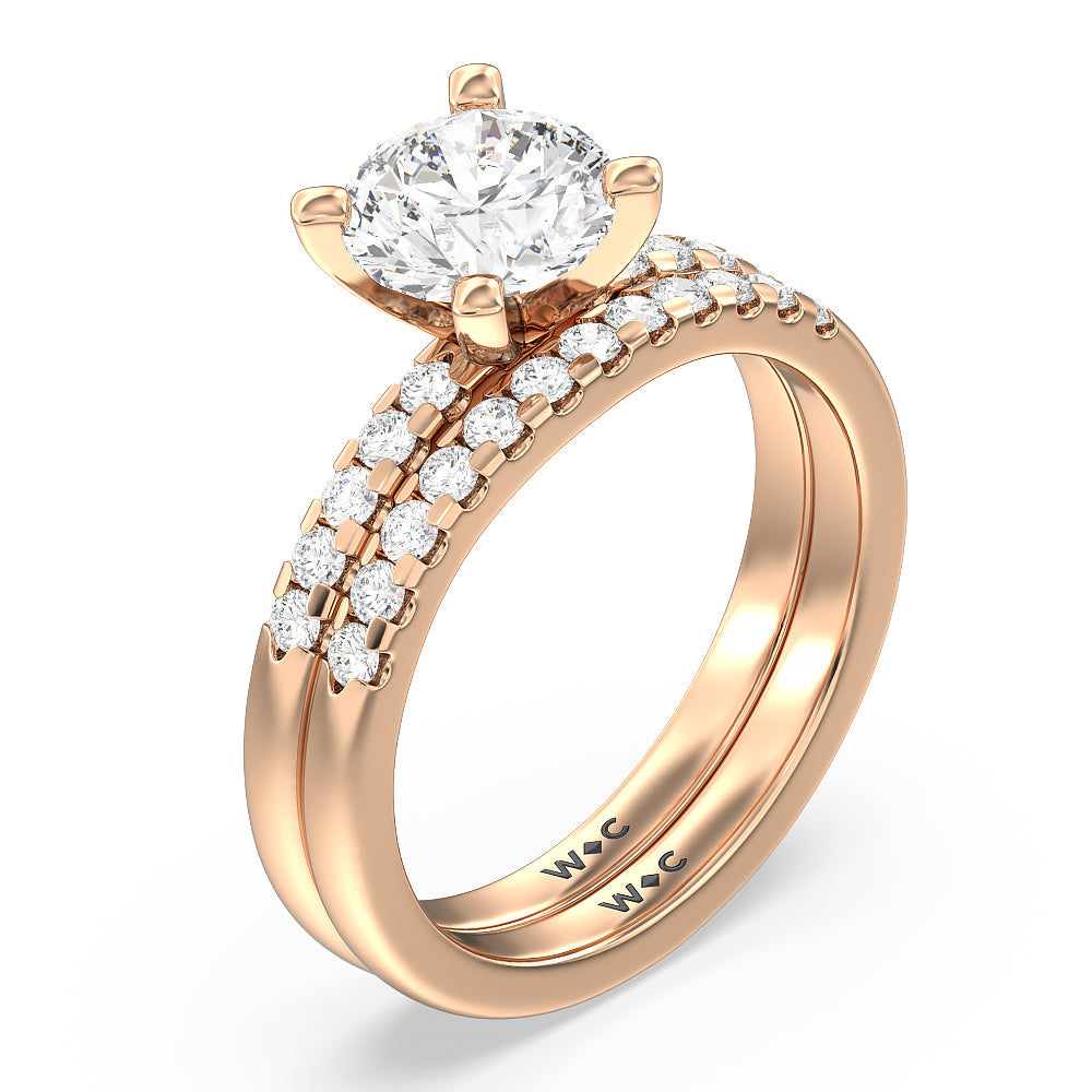 Lyra Medi Traditional Pave Diamond Engagement Ring with Round Cut Diamond in 14KT Rose Gold view 4
