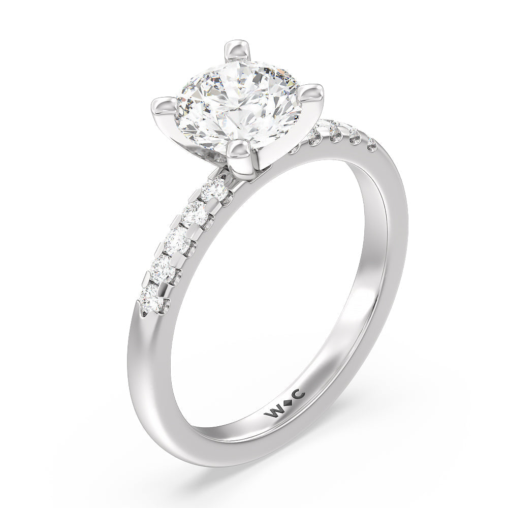 Lyra Medi Traditional Pave Diamond Engagement Ring with Round Cut Diamond in 14KT Platinum view 3
